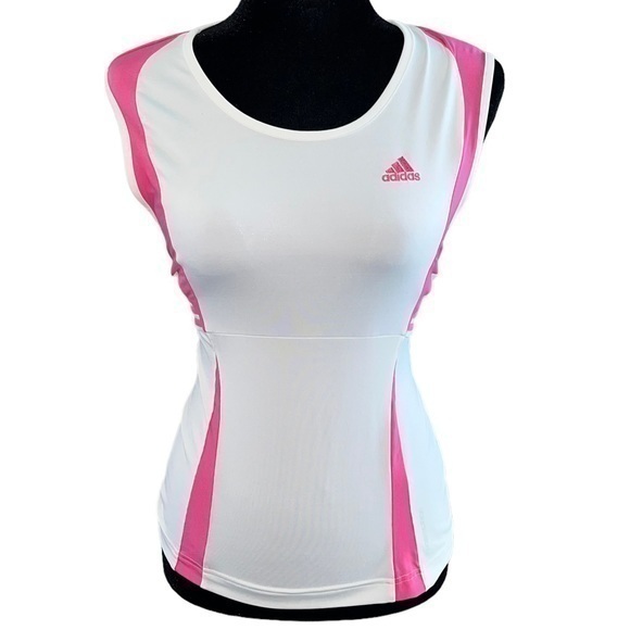 Adidas-Women’s White Climacool Tech Fit Athletic Gym Tank Top - Picture 1 of 6
